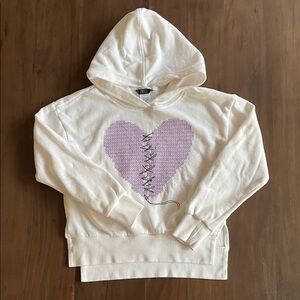 Truce Girls White Embroidered Hoodie size M (10-12)